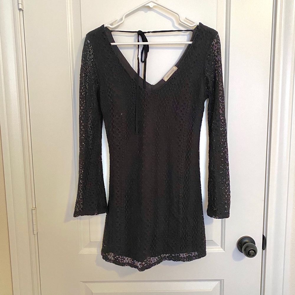 Lace Bell Sleeves V Neck Dress